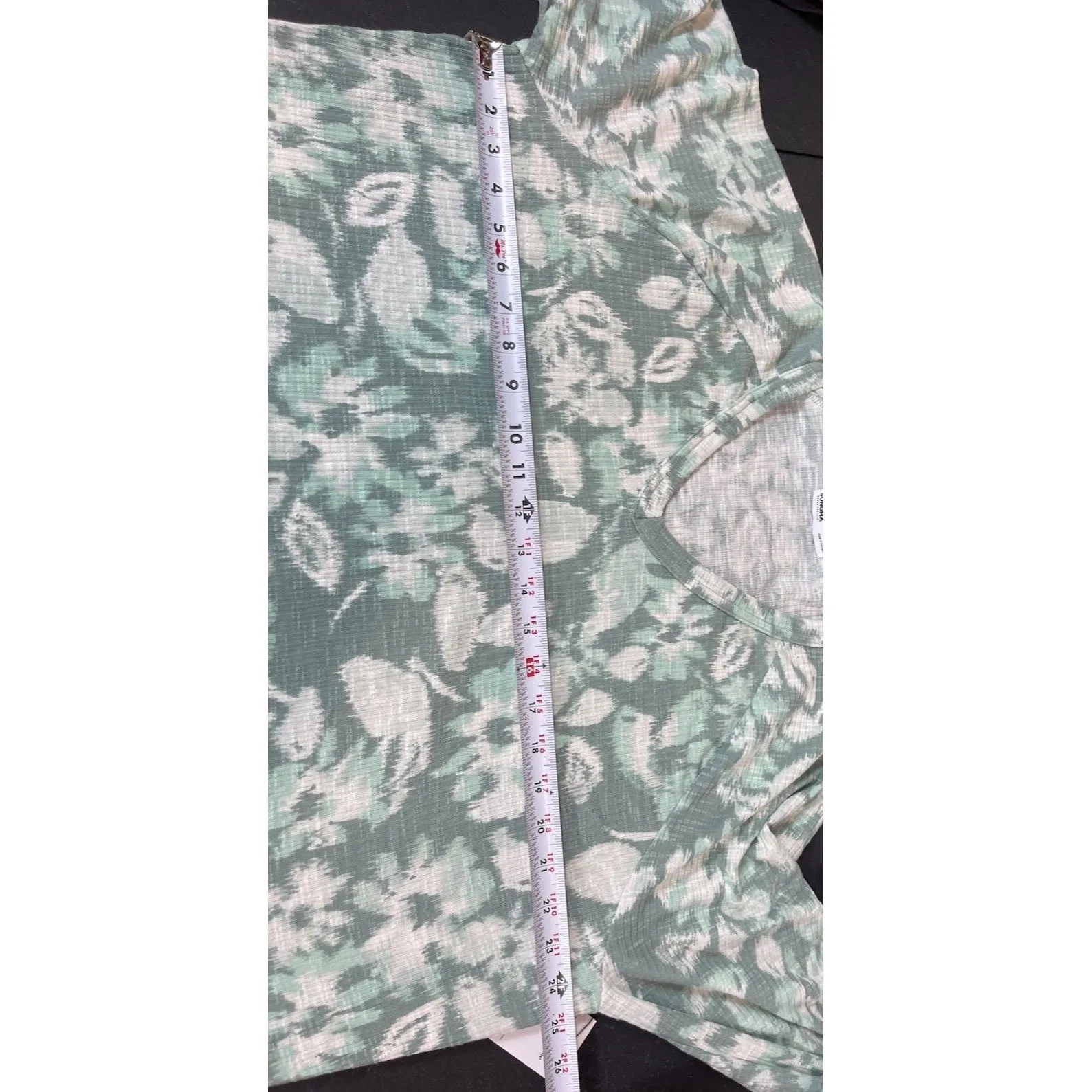 Sonoma Sage Green Floral Top XXL V-Neck Long Sleeve Tie Hem Soft Ribbed Top NWT - Image 9