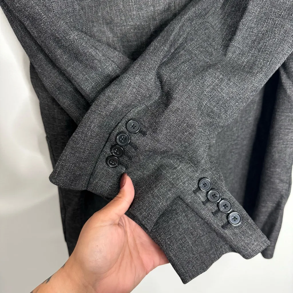 NWT Massimo‎ Dutti Long Blazer Melange Pockets Black Notch Lapel Collar Medium - Image 14