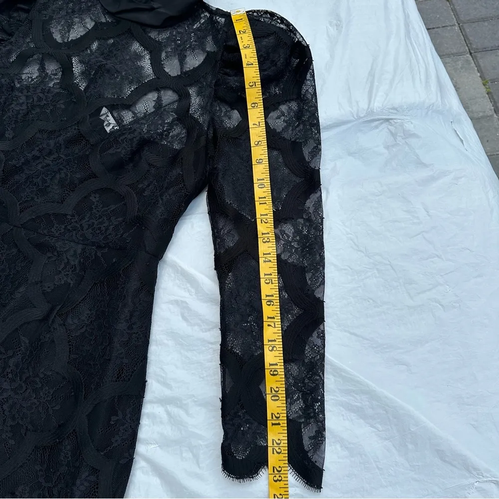 Paris “Coeur” black lace high neck mini long sleeve dress S 38EU=4/6 US - Image 10