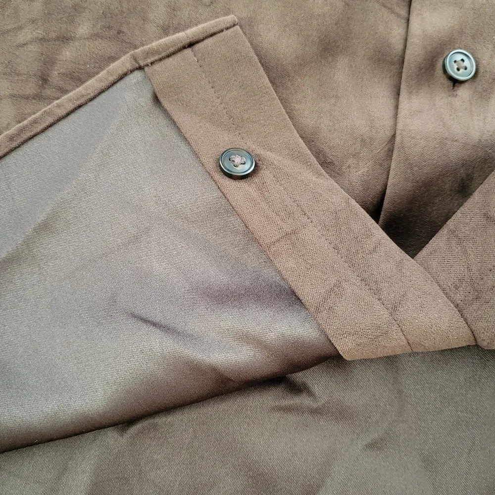 Crazy Horse A Claiborne Company Faux Suede Button Down Shirt Brown Size Small - Image 5