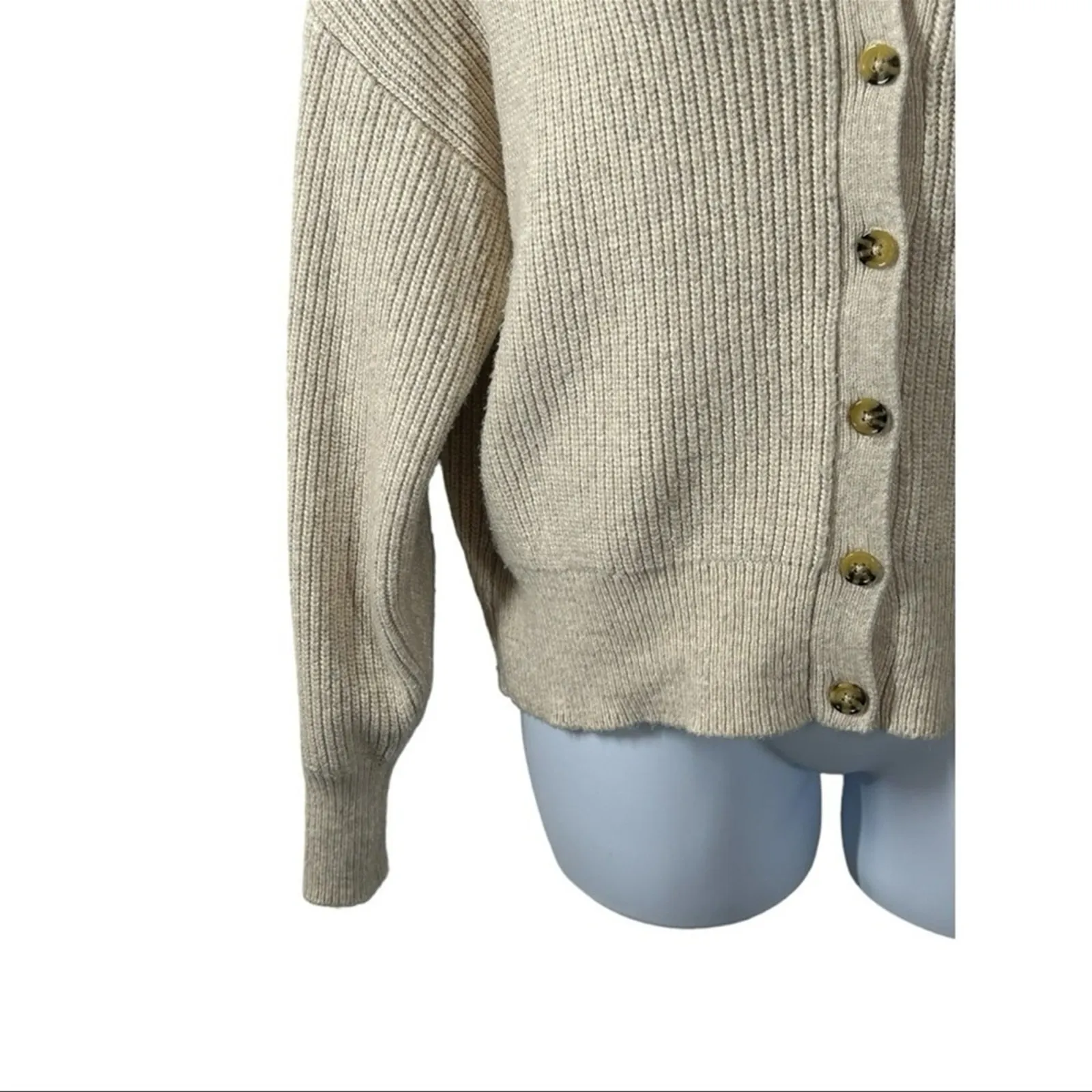 Rachel Zoe Chunky Knit Button Front Cardigan Sweater Size XL Tan Oatmeal - Image 3