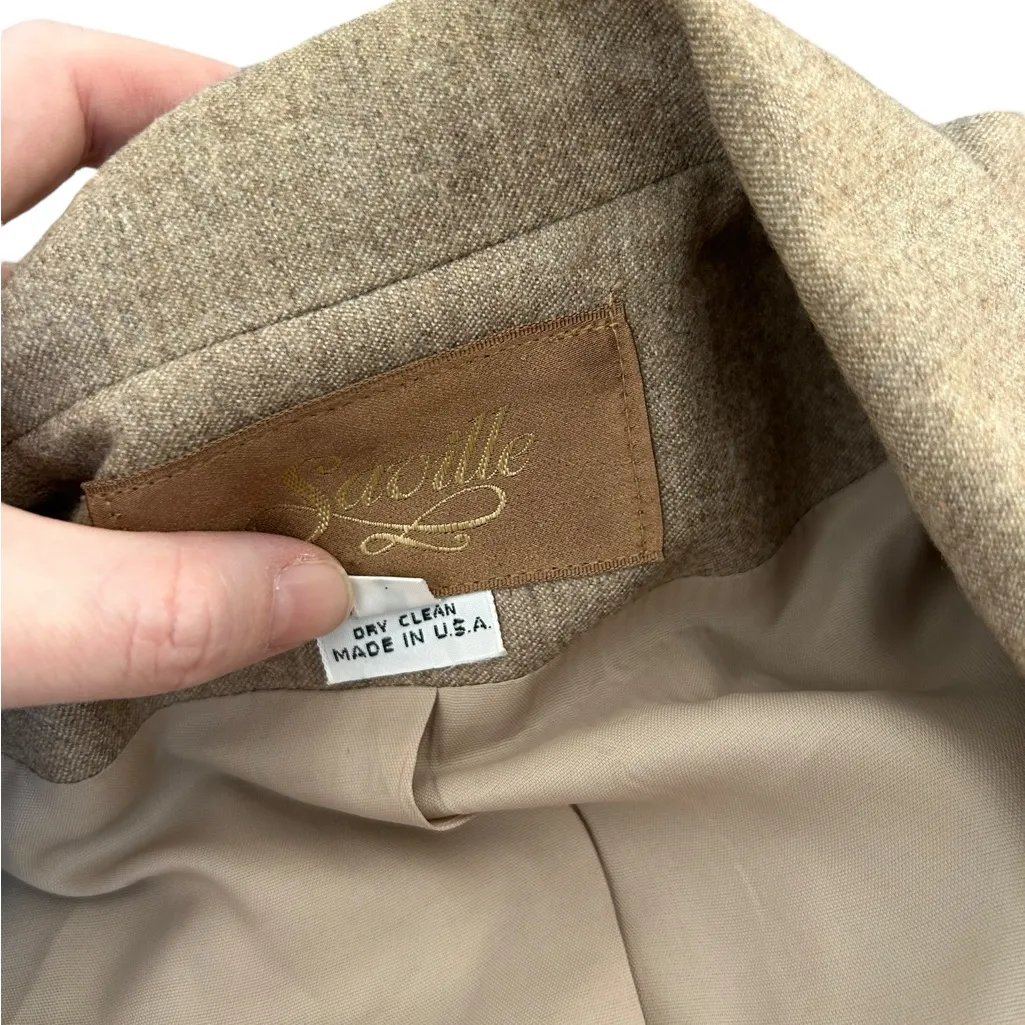 Saville women's 100% wool double breasted suit coat size 4 made in USA tan/brown Tan - Image 3