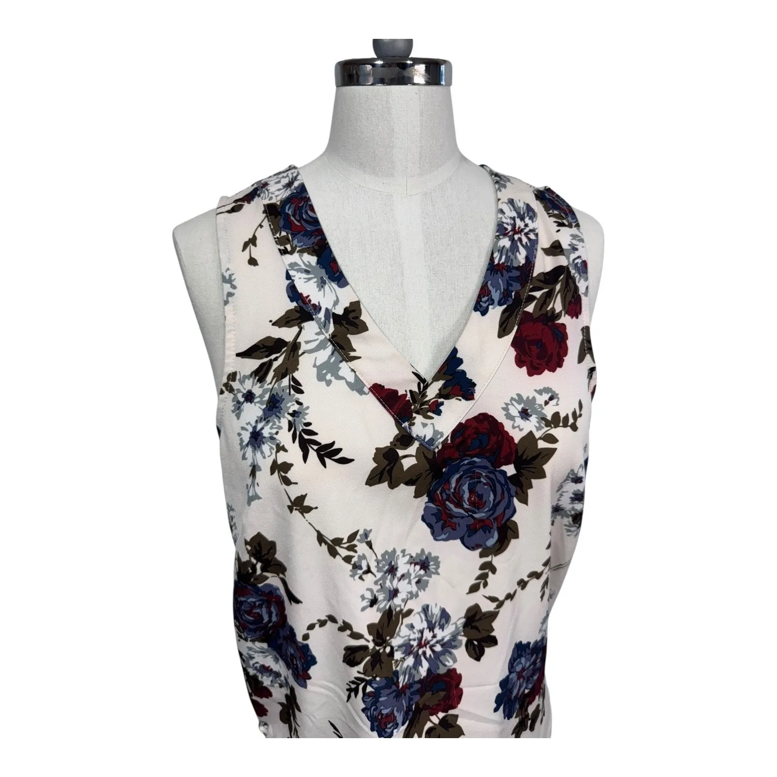 Eden Ruth Maddie White Floral Sleeveless Blouse Tank Top Women's Small Boho Chic - Image 2