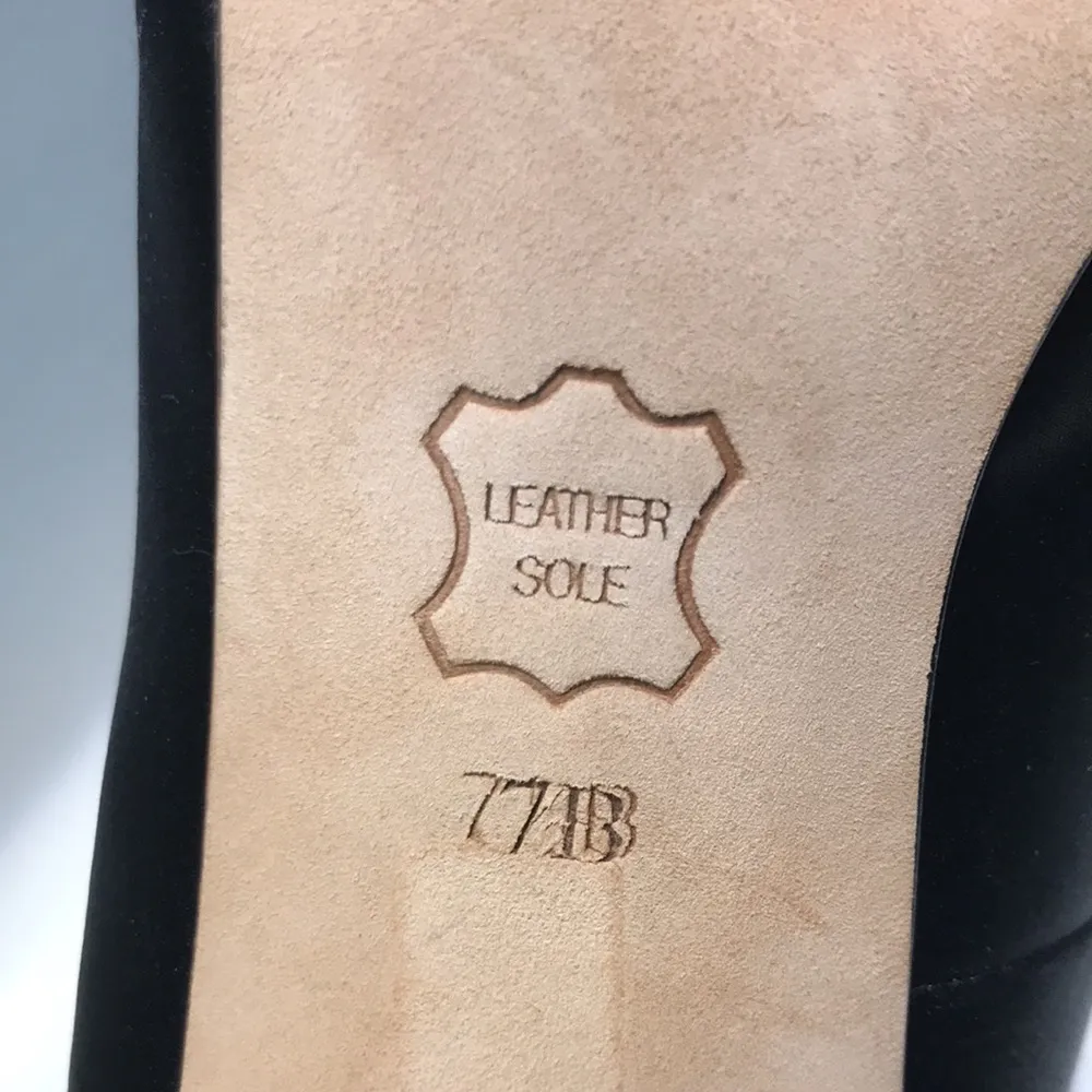 Grazia Women’s Black Satin Rhinestone Jewel Embellished Peep Toe Stiletto Heels Size undefined - Image 8