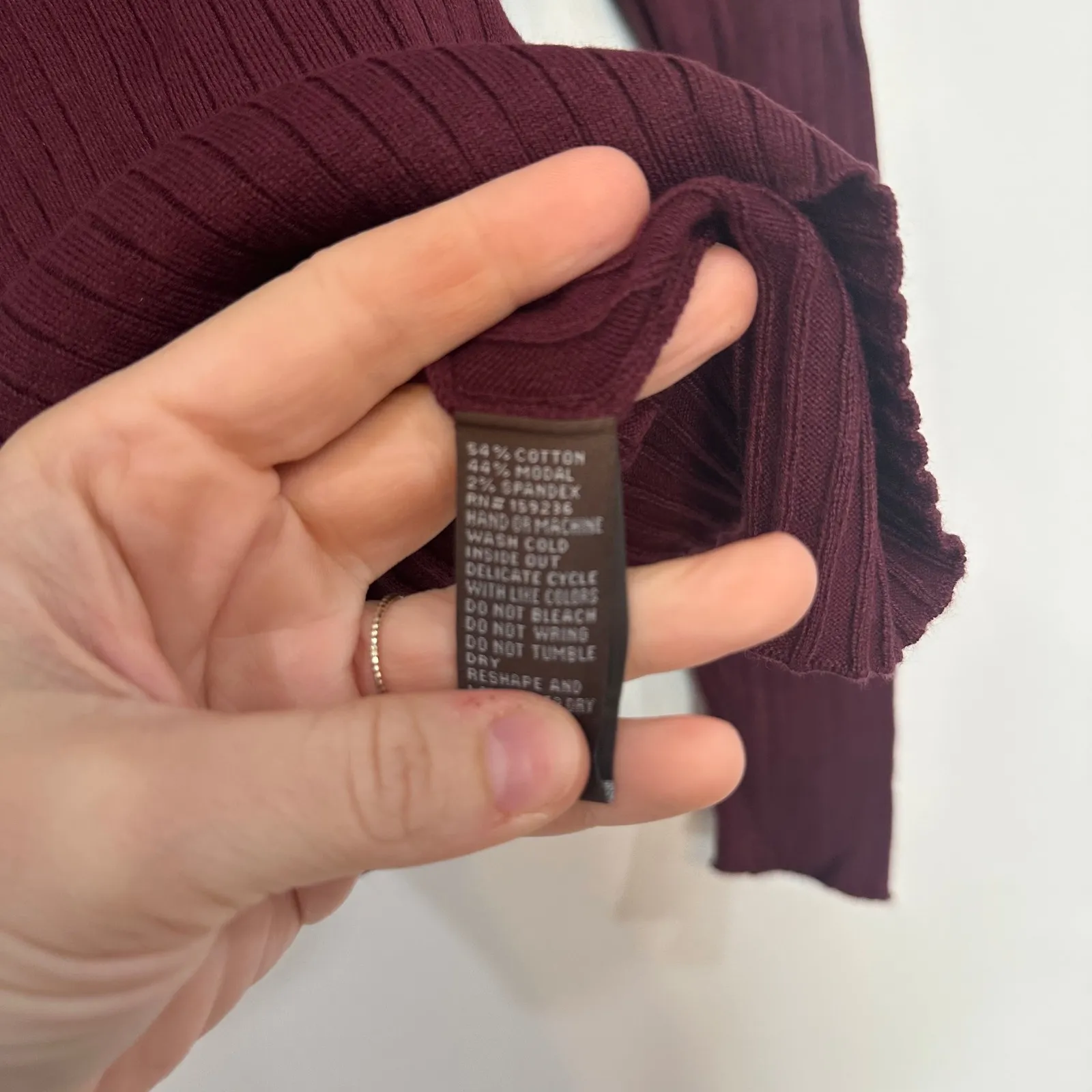 J Mclaughlin Arlette Sweater XS Knit Rib Stretch Button Turtleneck Solid Maroon - Image 2