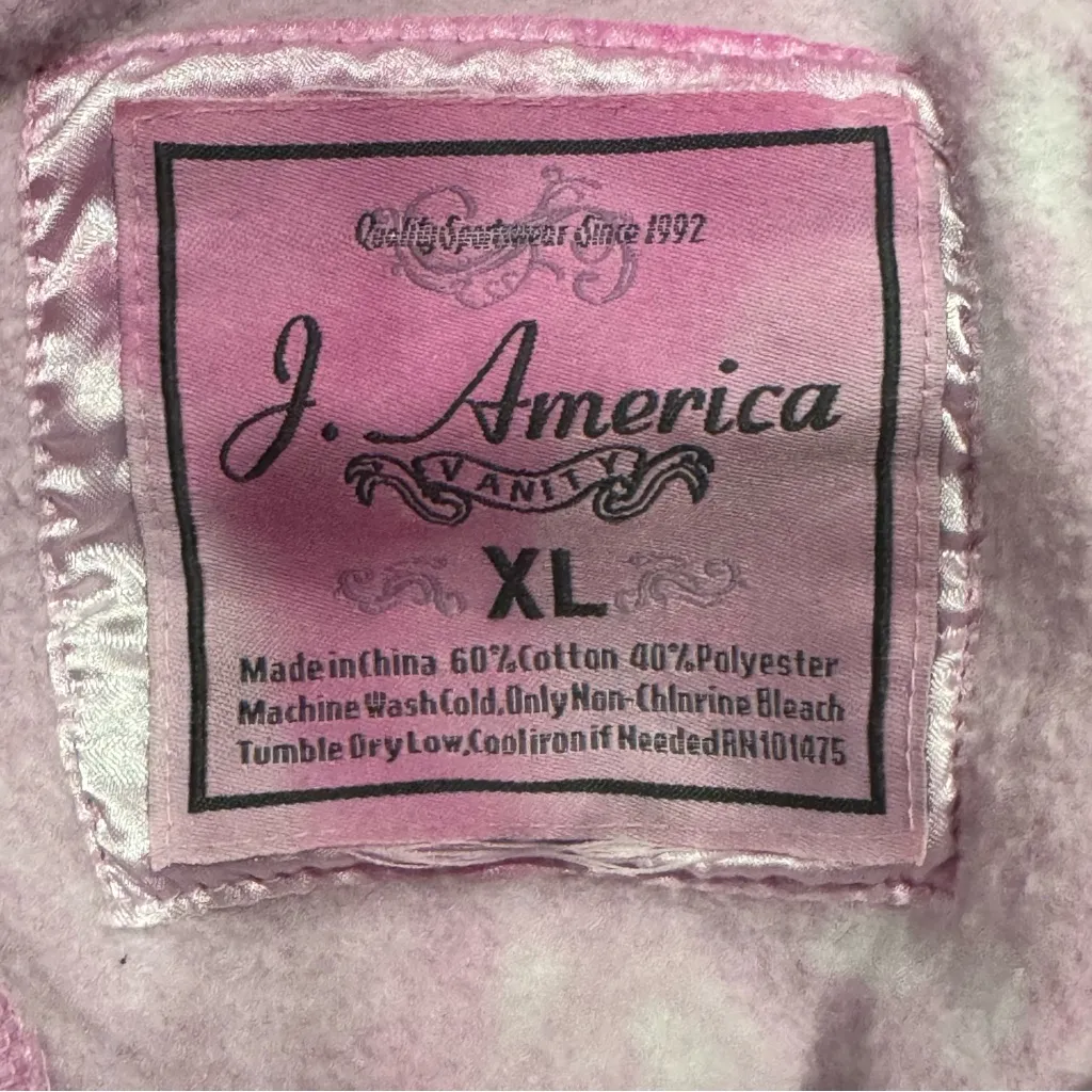J. America Pink White Floral Hand Painted Hoodie XL - Image 5