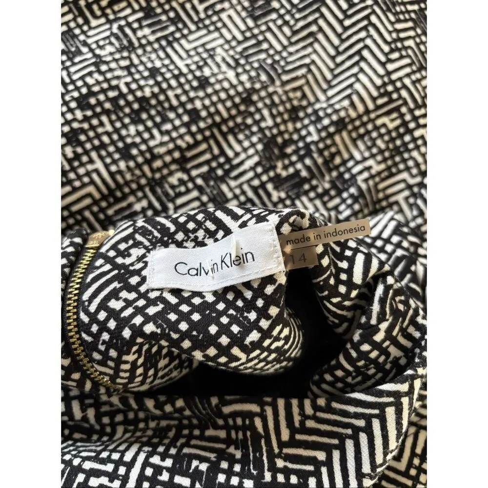 Calvin Klein Dress Womens Size 14 Black White Short Sleeve 2 Piece Look - Image 2