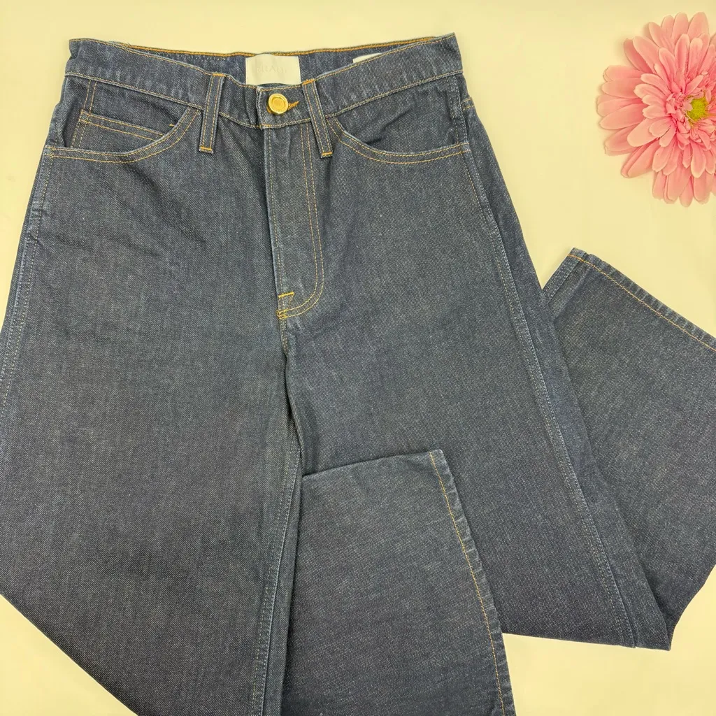 Frame Denim Le Italian Wide Leg Crop Jeans Rinse Dark Wash Rigid Denim High Rise - Image 7