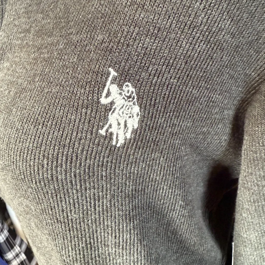 U.S. Polo Assn. XS black heather long sleeve 1/4 zip flatback sweatshirt jacket - Image 6