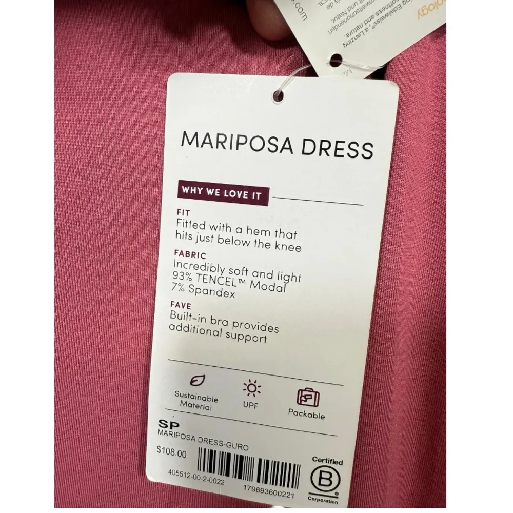 NWT‎ Athleta Mariposa Midi Dress Guava Rose Size SP Athletic Dress Activewear - Image 5