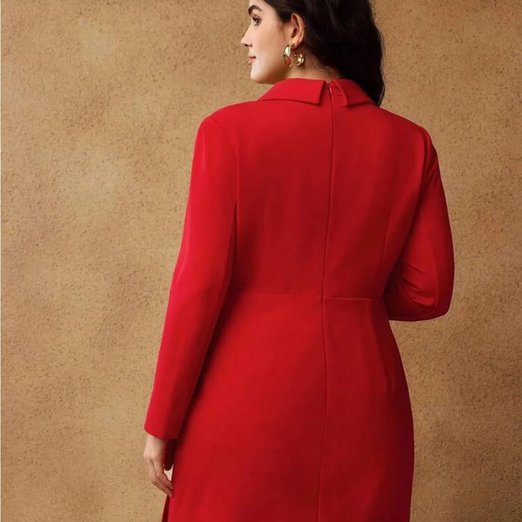 MOTF PREMIUM CHRISTMAS RED RUCHED METAL DECOR PARTY DRESS size L Size L - Image 3