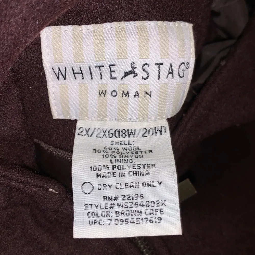 White Stag  brown wool blend winter zip up peacoat - Image 8