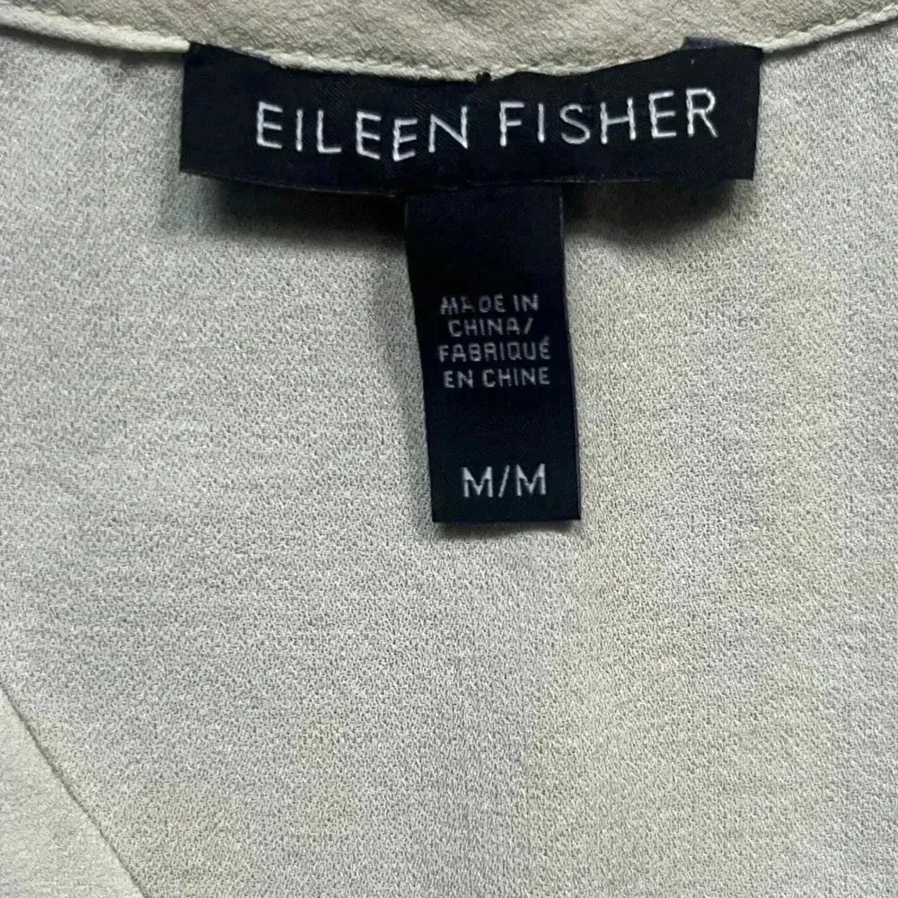 Eileen Fisher Cream 100% Silk Button Down Relaxed Fit Sleeveless Dress Size M - Image 3