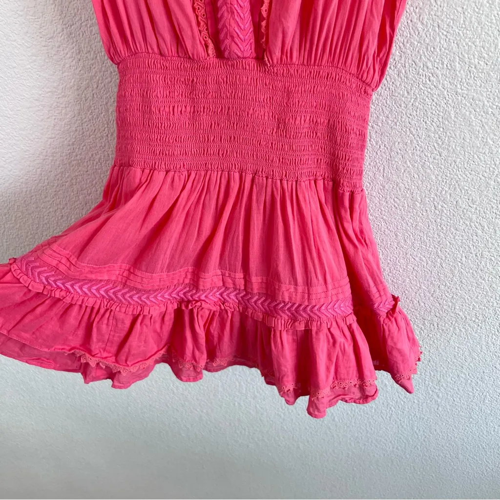 Ramy Brook Women’s Pink Smock Waist Mini Dress/Cover Up Sleeveless - Image 4