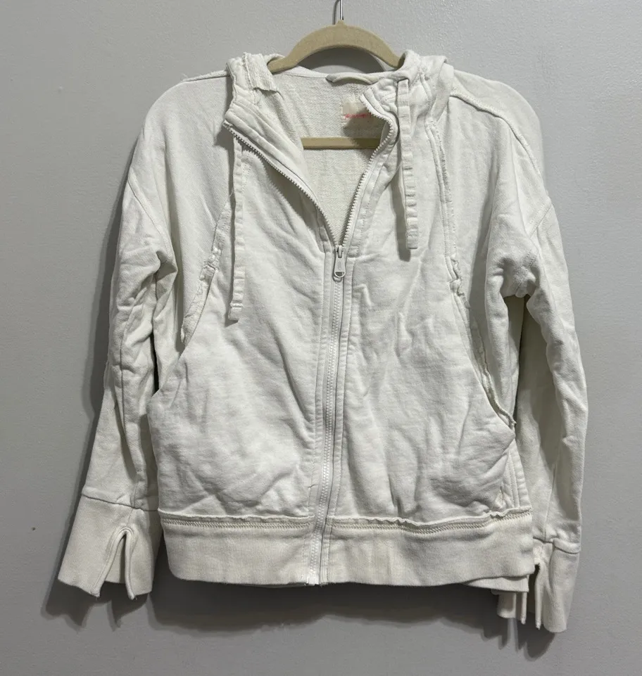 Free People Movement Only One Zip Up Hooded Jacket Cream Size XS - Image 1