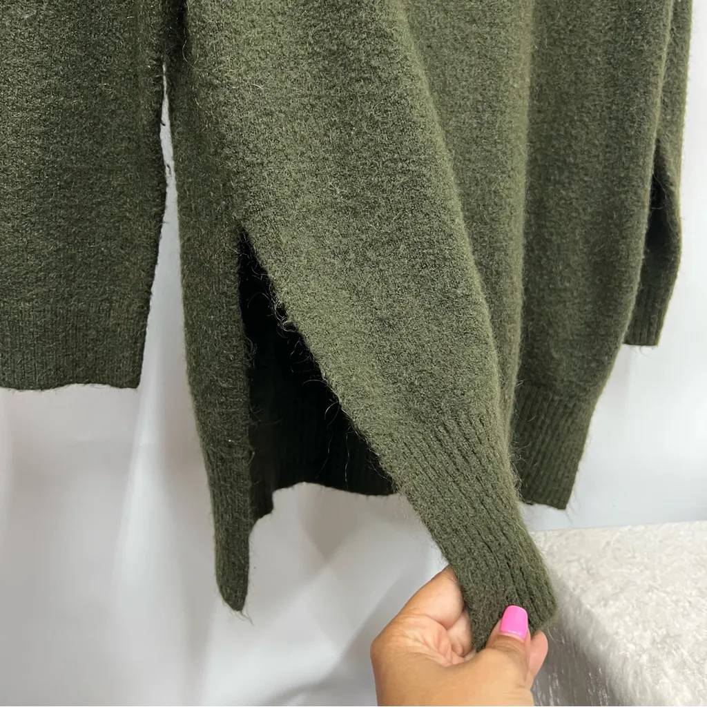 Adrienne Vittadini L Forest Green pullover zipper Cowl Neck Sweater - Image 6