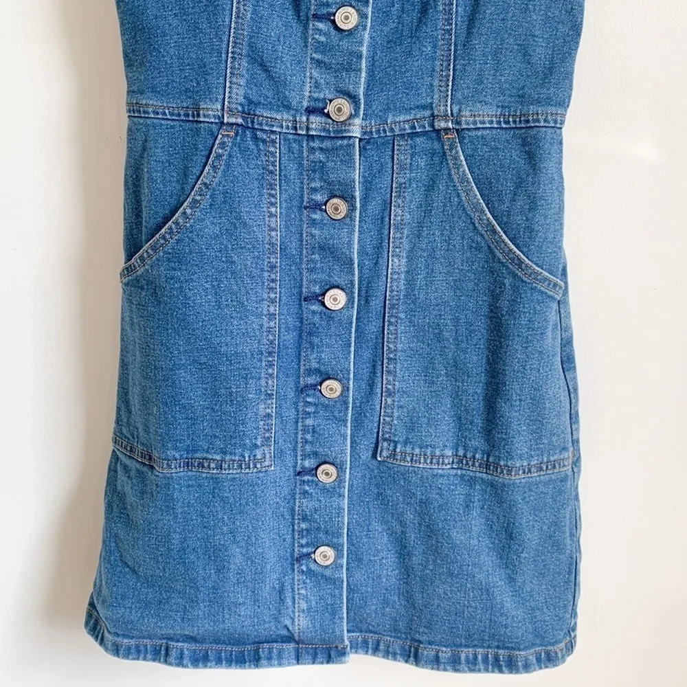 Abercrombie & Fitch Blue Denim Button Front Mini Dress XS - Image 4