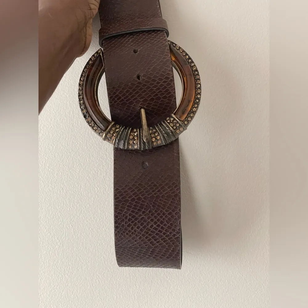 Chico’s Tortoise Toned Bold Buckle Leather Belt - Image 5