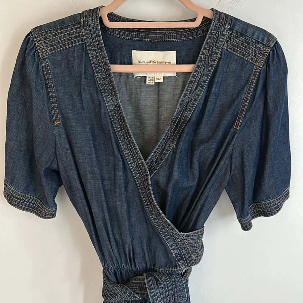 Pilcro & The Letterpress Belted Denim Surplice Romper - Image 4