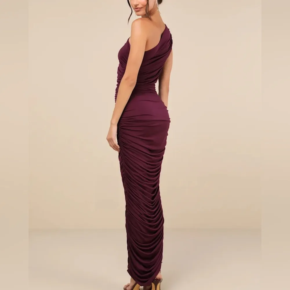 Lulus  Plum Ruched Gown - Image 2