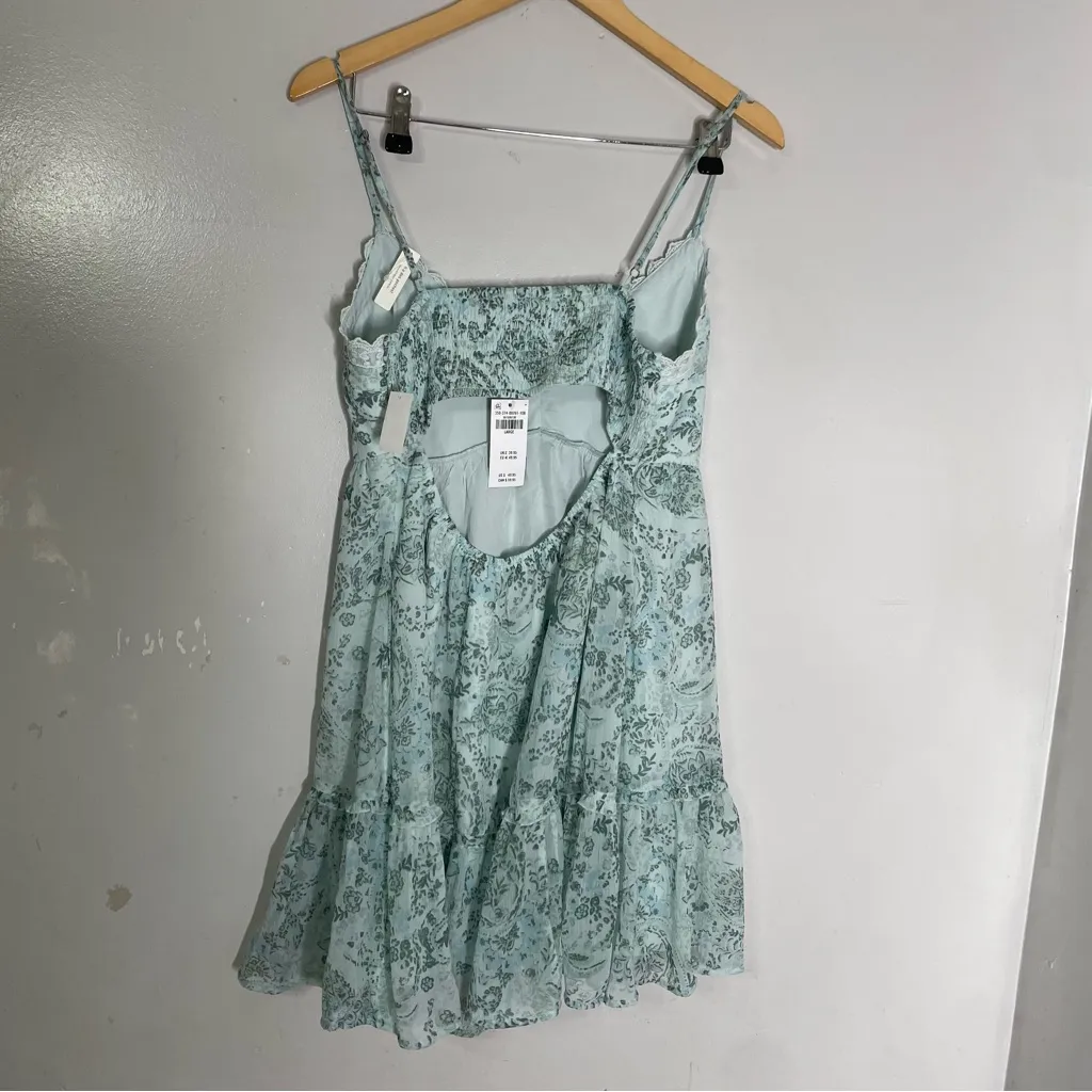 Hollister Y2K Blue Chiffon Babydoll Mini‎ Dress Size Large - Image 4