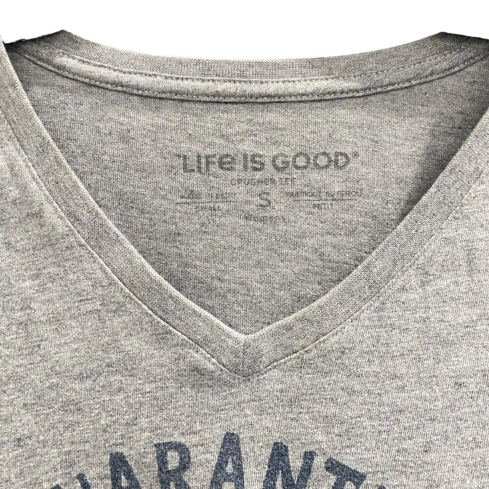 Life Is Good Quarantine Quantini Yellow Dog Small Gray V-neck Short Sleeve Tee - Image 2