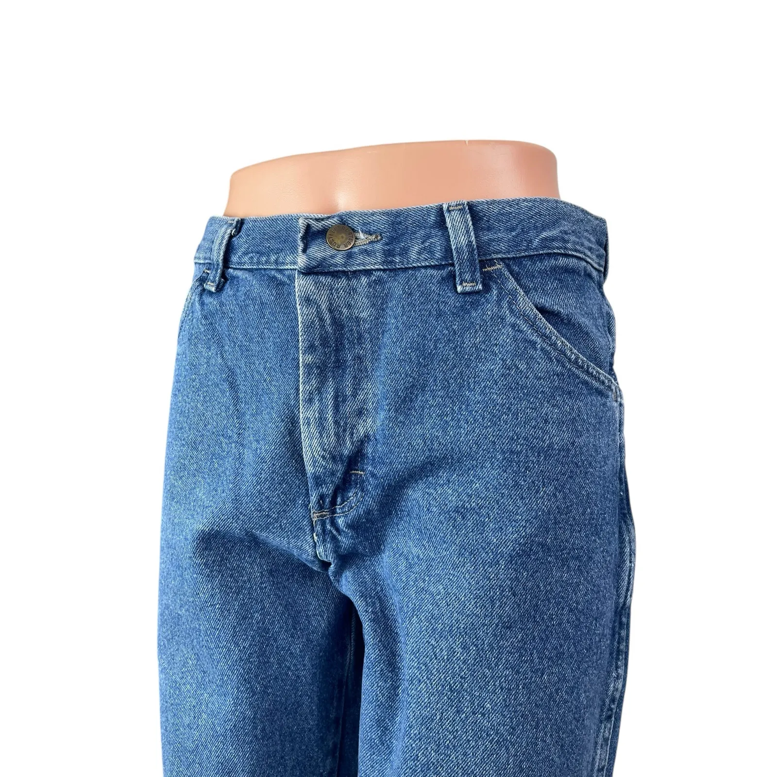 Rustler Women's Blue Medium Wash High Rise Wide Leg Baggy Denim Jeans Size 14 - Image 3