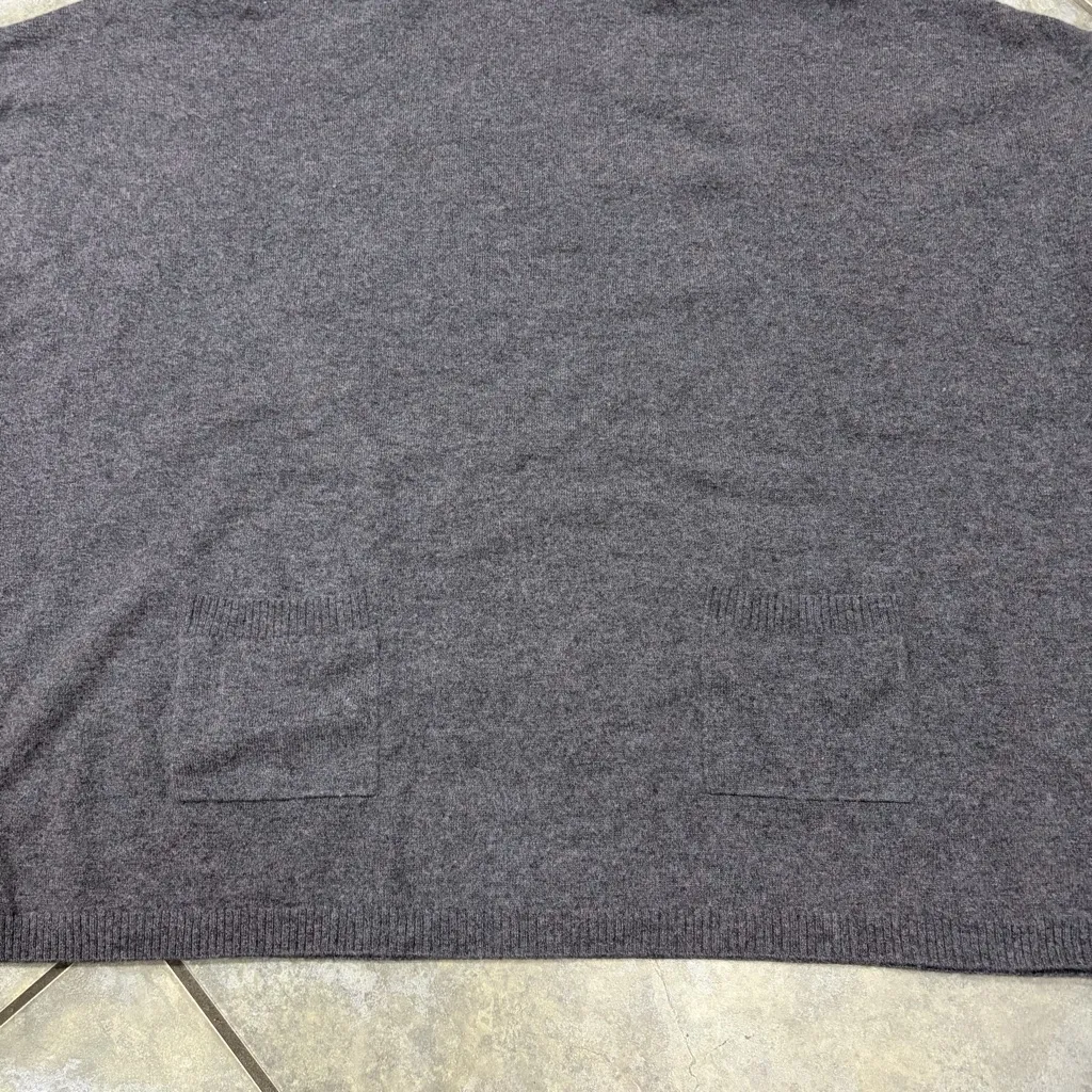 Talbots Womens Pure Cashmere Gray Turtle Neck Poncho Sz L Preppy Career Casual - Image 3