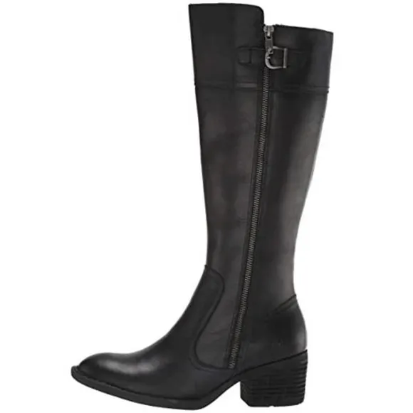 Born Fannar Black Leather Knee High Side Zip Block Heel Riding Boots Size 7M - Image 22