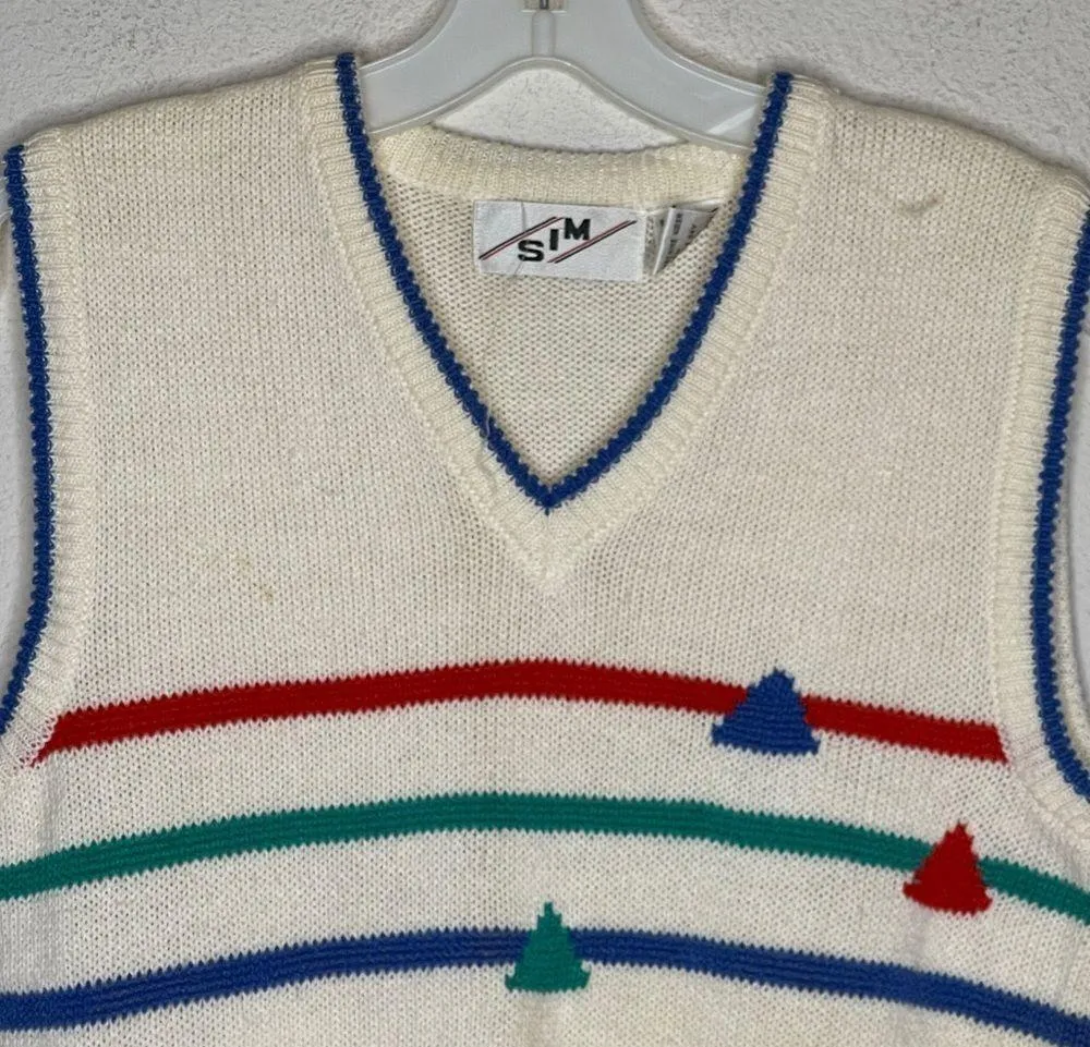 Vintage SIM‎ Sweater Vest Red Size L - Image 4