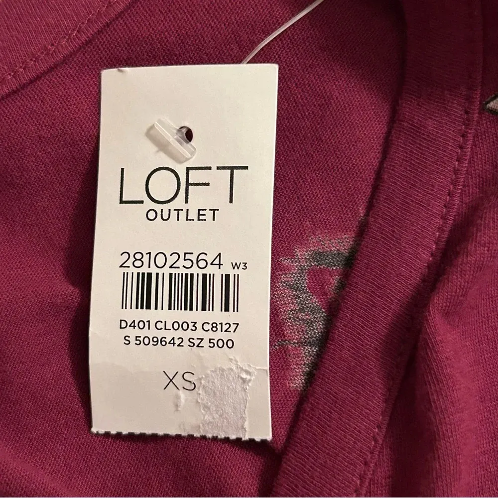 Ann Taylor LOFT Outlet Women XS Fuschia Long Sleeve Button Henley Floral Top - Image 4