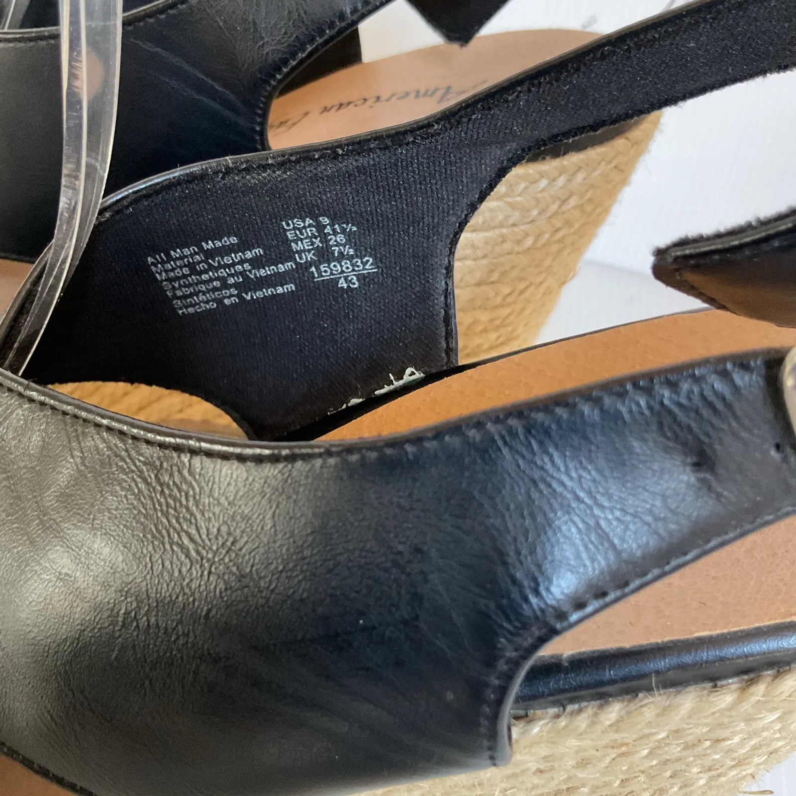 American Eagle Espadrille Platform Shoes Women’s Black Wedge Sandals Size 9 - Image 7