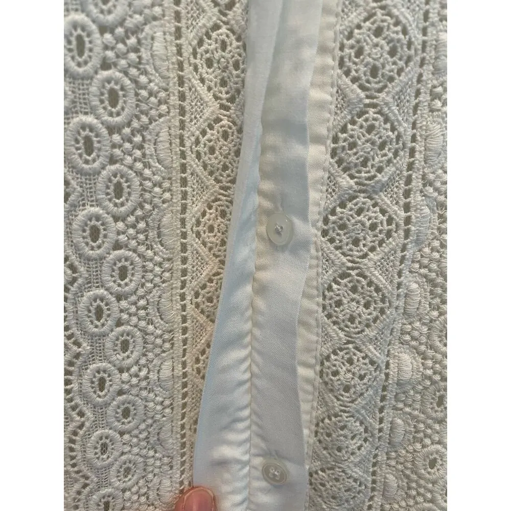 Anthropologie Maeve Ivory Crescent Street Crochet Blouse size 4 - Image 8