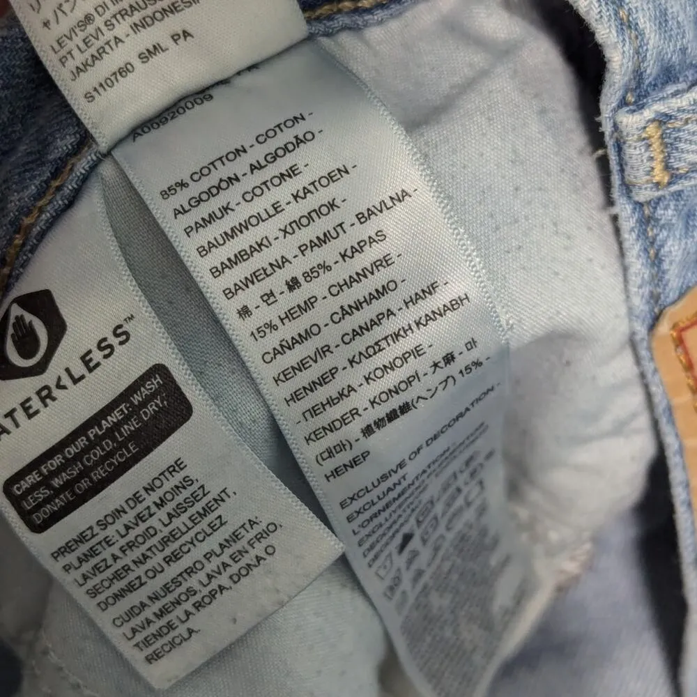 Levi's High Waisted Straight Jeans Light Wash Blue Cotton Hemp Relaxed Fit Baggy - Image 6