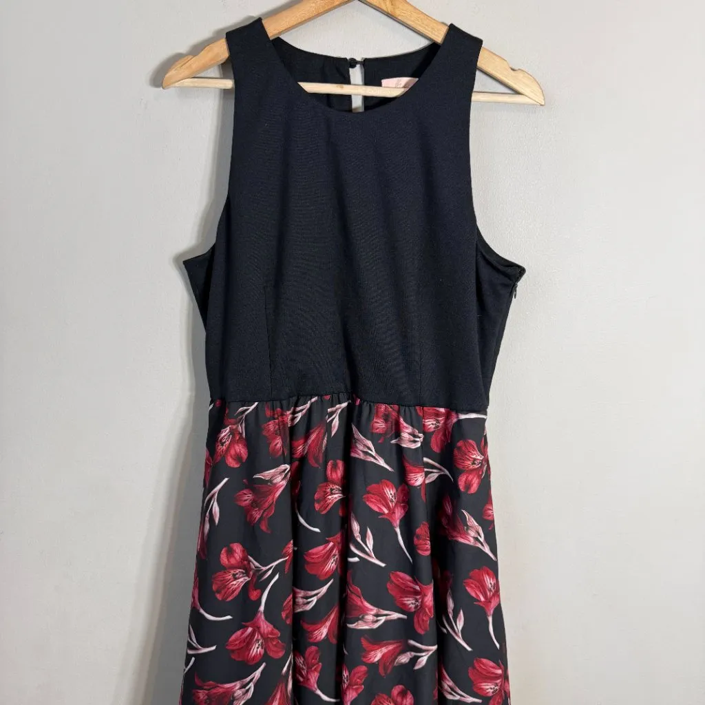 Hutch Floral Hi Low Maxi Dress Womens Large Black Formal Cocktail Party Designer - Image 6