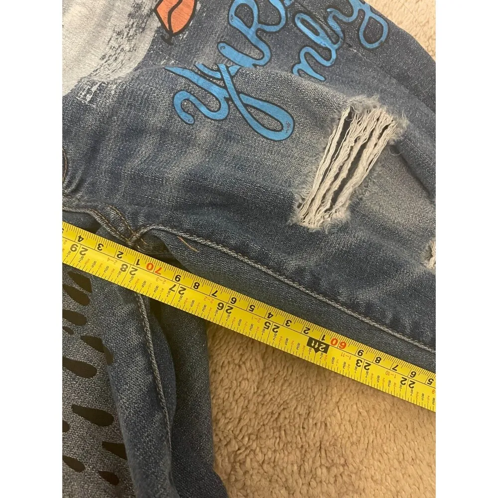 American Eagle TATTOO Jeans Women 6  Hi-Rise Jegging Stretch Punk Rock Patch Art - Image 15