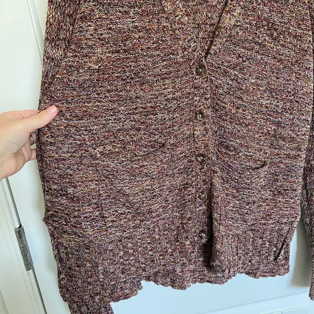 NWOT | Mossimo Supply‎ Co. women’s multicolored knit button up sweater — medium Red - Image 2