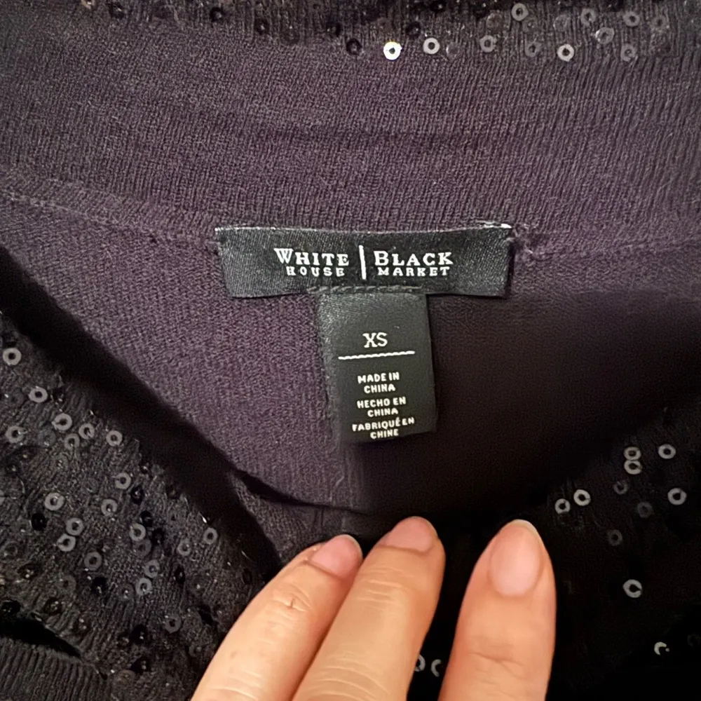 White House Black Market Black Sparkly Cowl Neck Sweater - XSmall, 3/4 Sleeve - Image 7