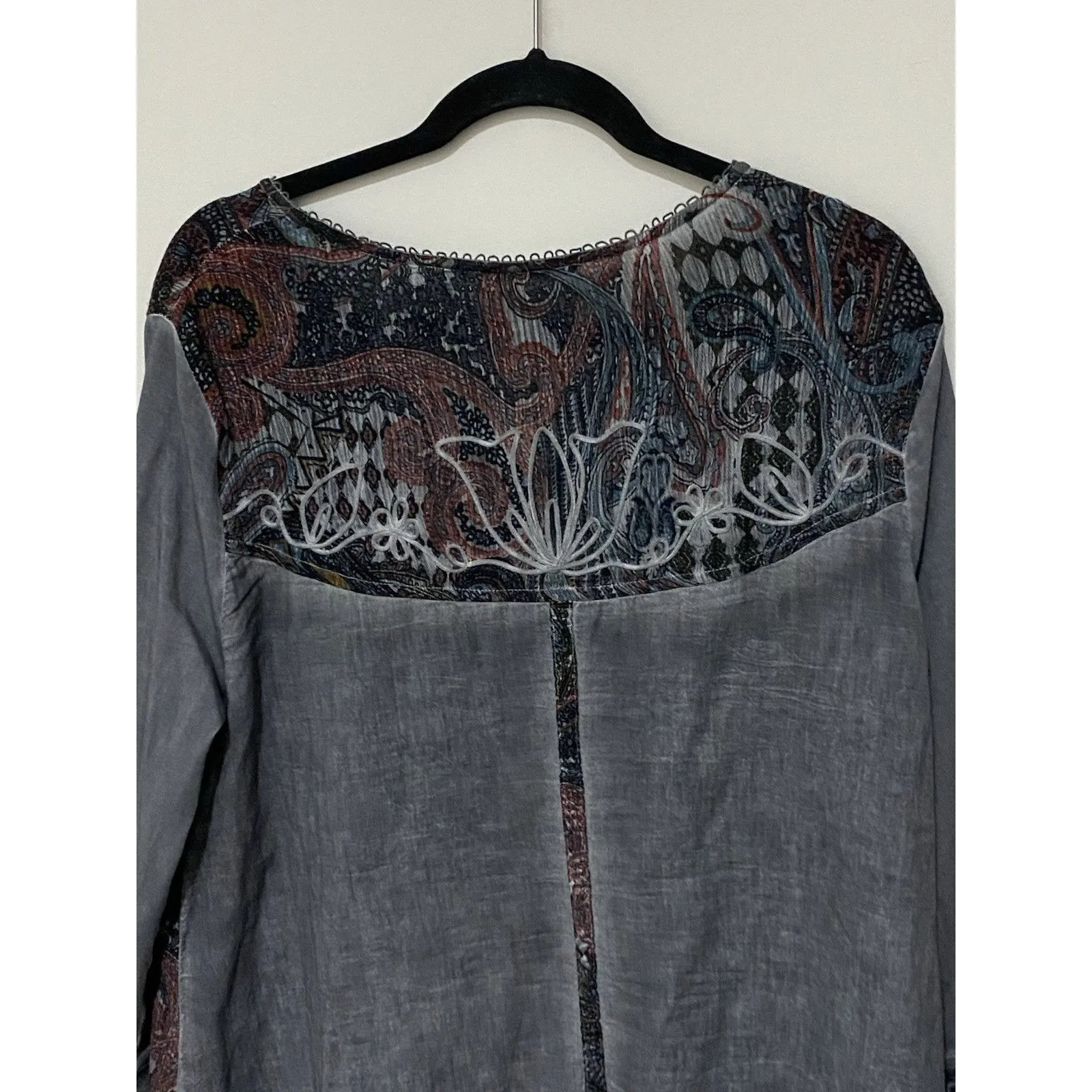 Soft Surroundings 3/4 Sleeve Paisley Boho Tunic Blouse Women's Size L - Image 3