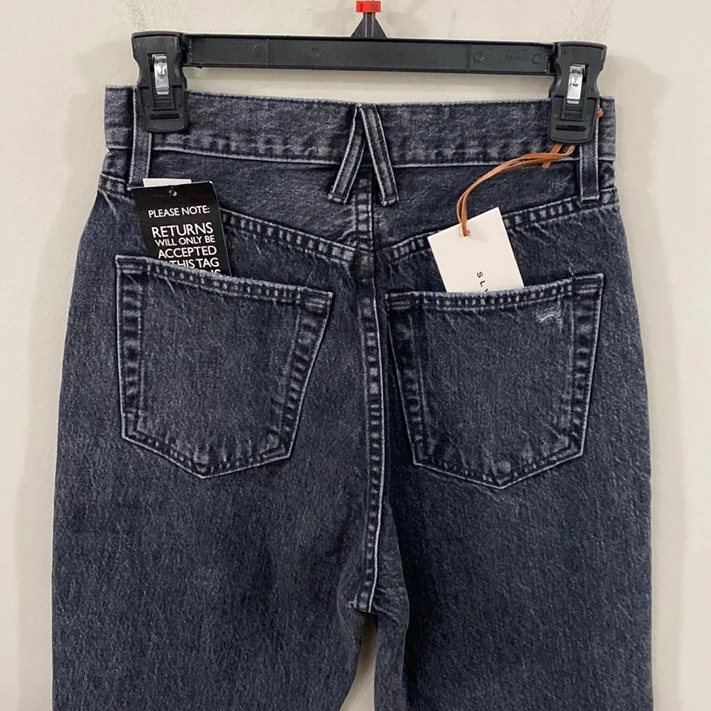 SLVRLAKE Beatnik slim straight distressed rigid denim jeans washed black size 25 - Image 5