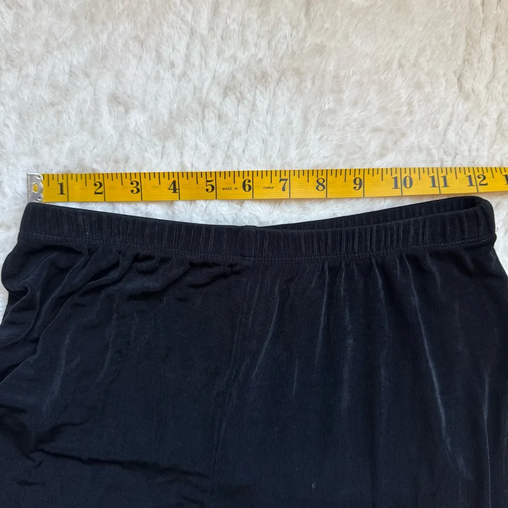 Chicos Travelers Slinky Knit Pants Size 1 M Black Side Slit Straight Pull On - Image 7
