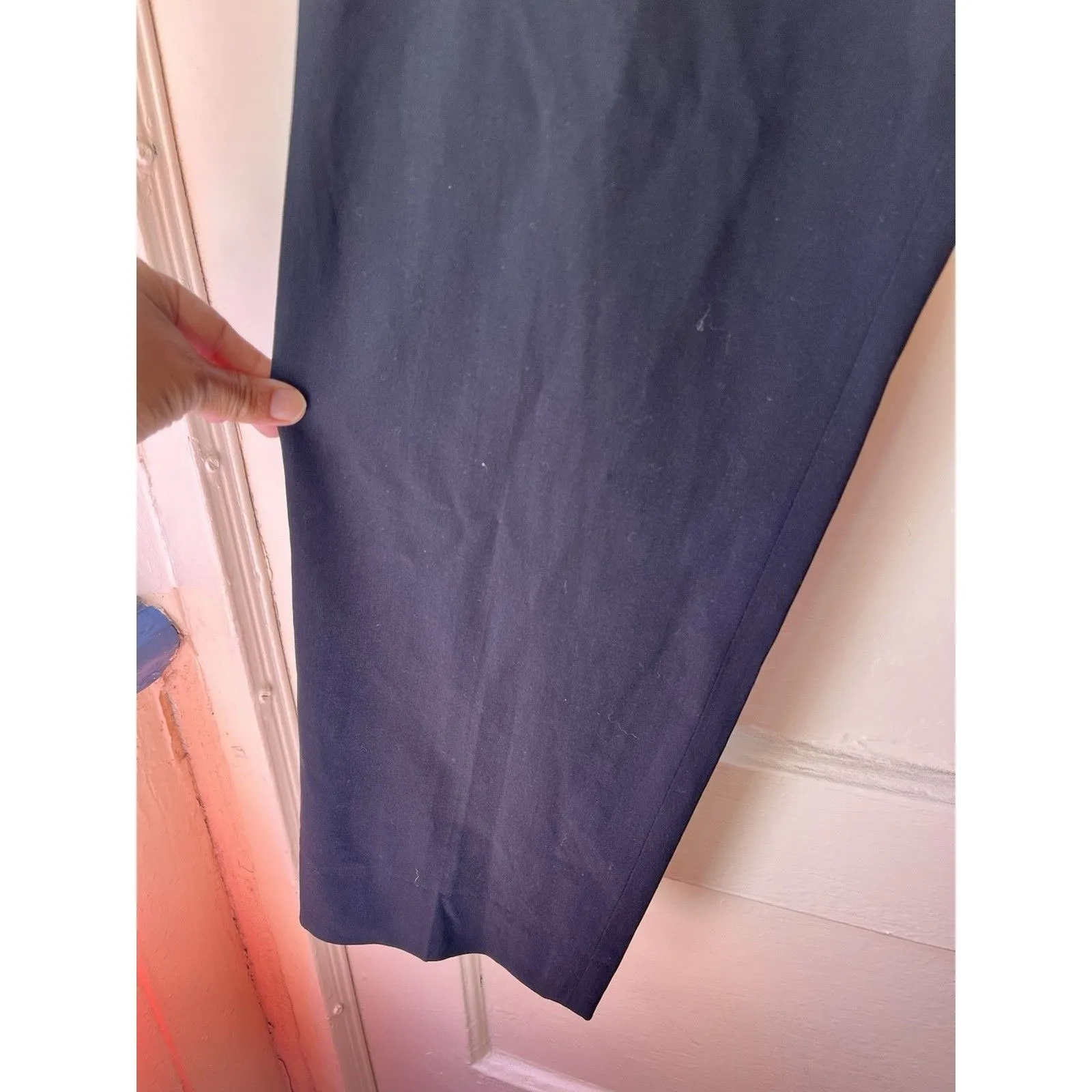 Vintage 80s Black Cotton mid rise floral Embroidered Cropped altered Pants XL - Image 13