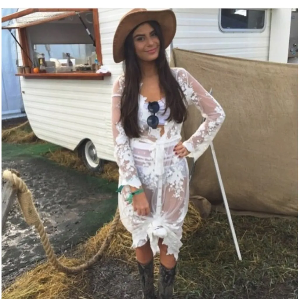 Arnhem Lace Bohemian Maple Maxi Dress Kimono Duster White Festival Size 6 NWT - Image 4