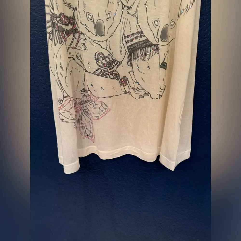 Key Closet Koala Bears Women’s Off White Crystal Studded Tank Top Size Small - Image 4