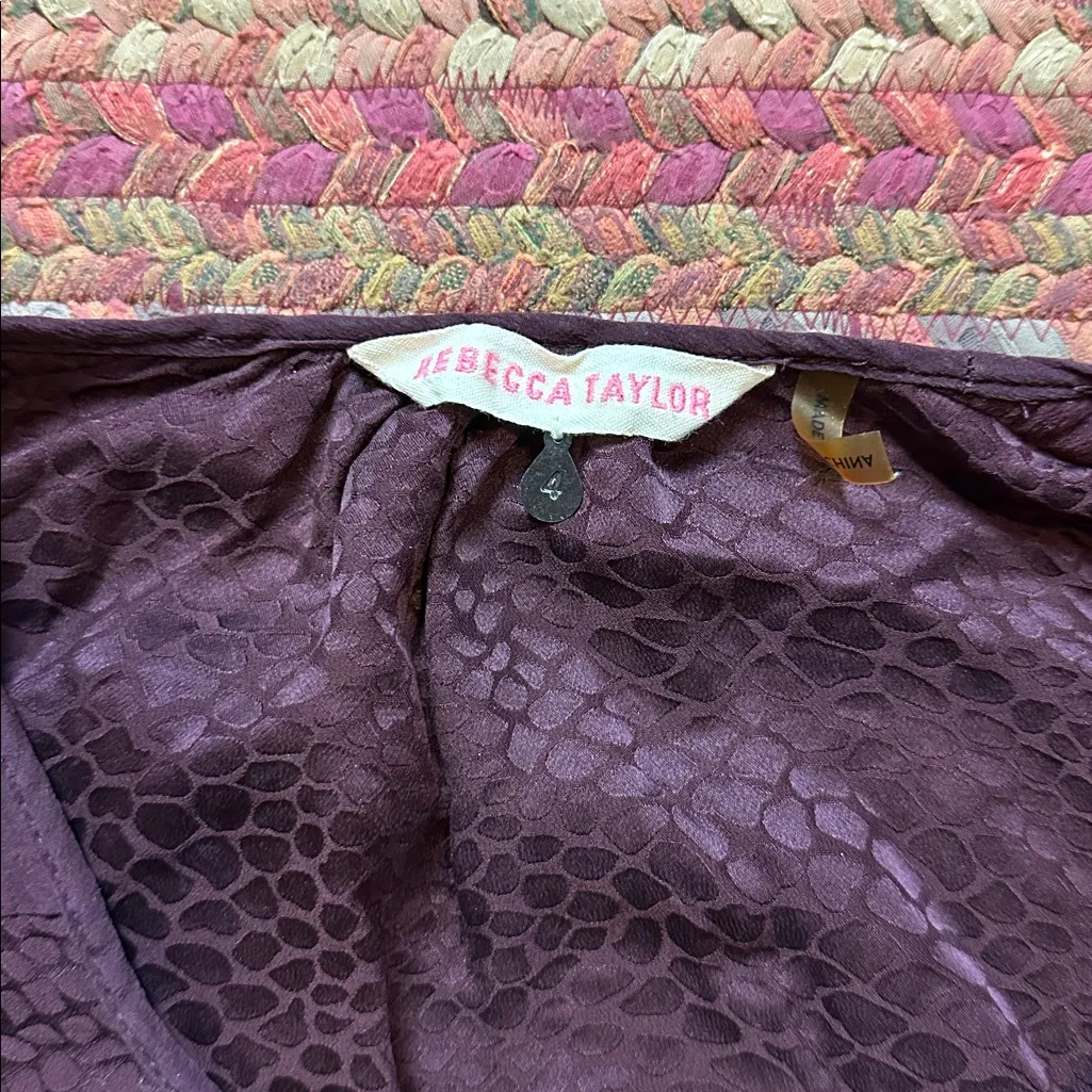 REBECCA TAYLOR MAROON SILK LONG SLEEVE BLOUSE - Image 6