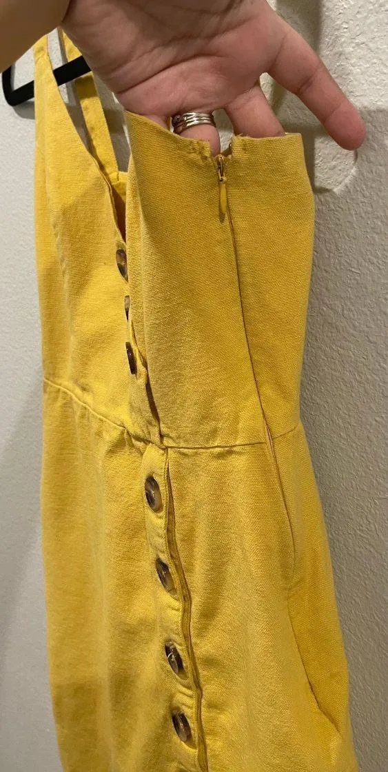 Francesca's HARPER HERITAGE Button Up Mini Yellow Mini Dress - Image 4