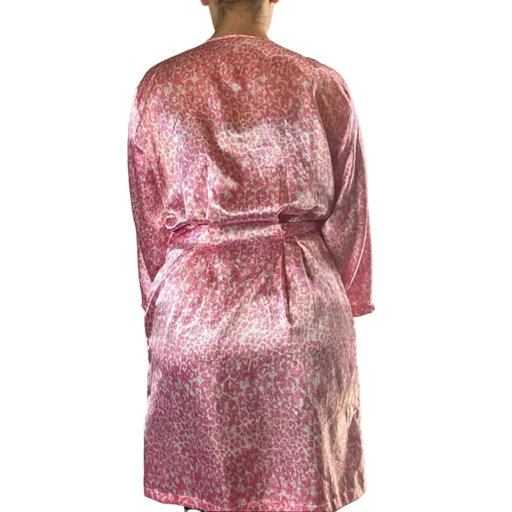Oscar de la Renta Pink Leopard Ruffled Robe Small - Image 3
