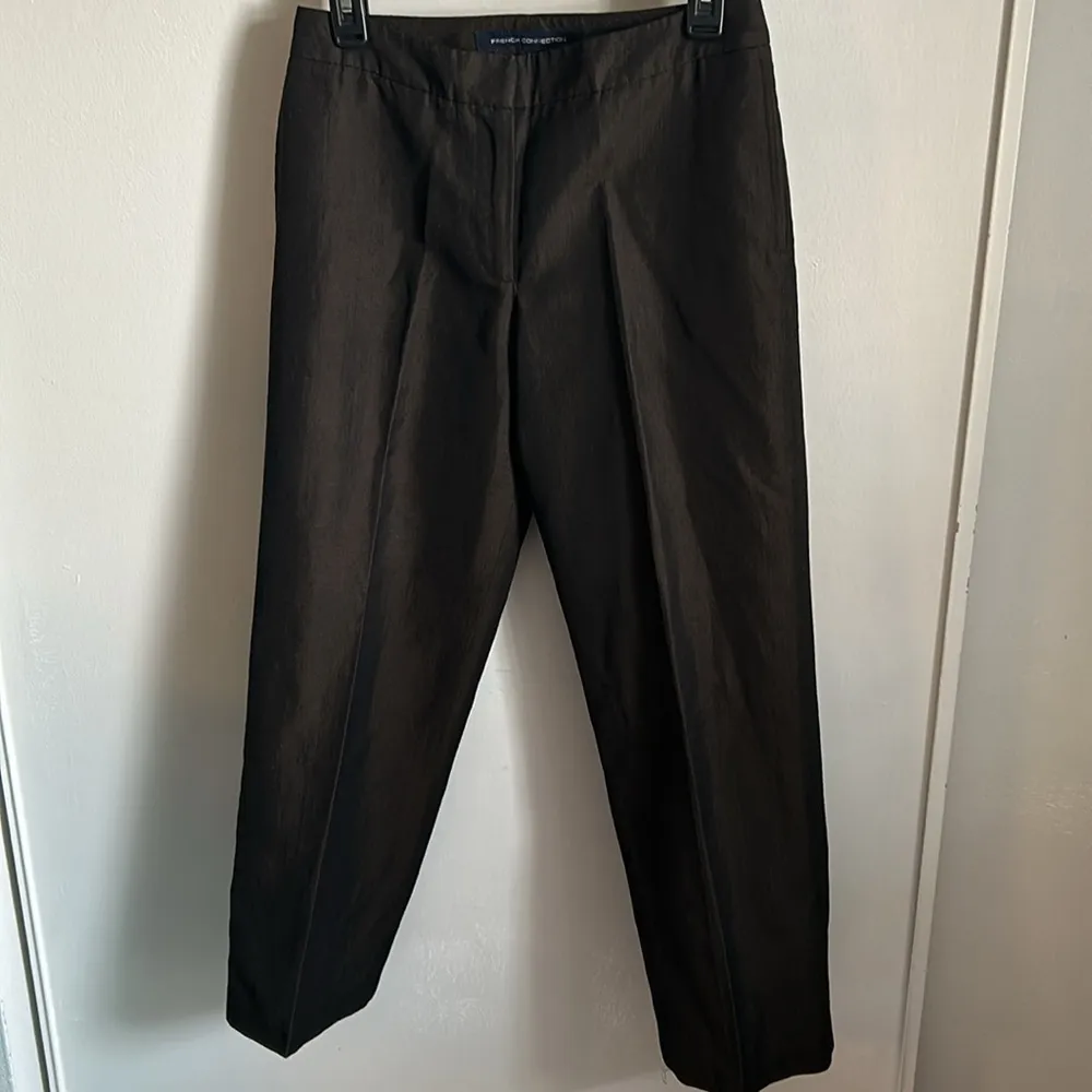 French Connection Women’s Wool and Linen Blend Brown Trouser Dress Pants Slacks - Image 3