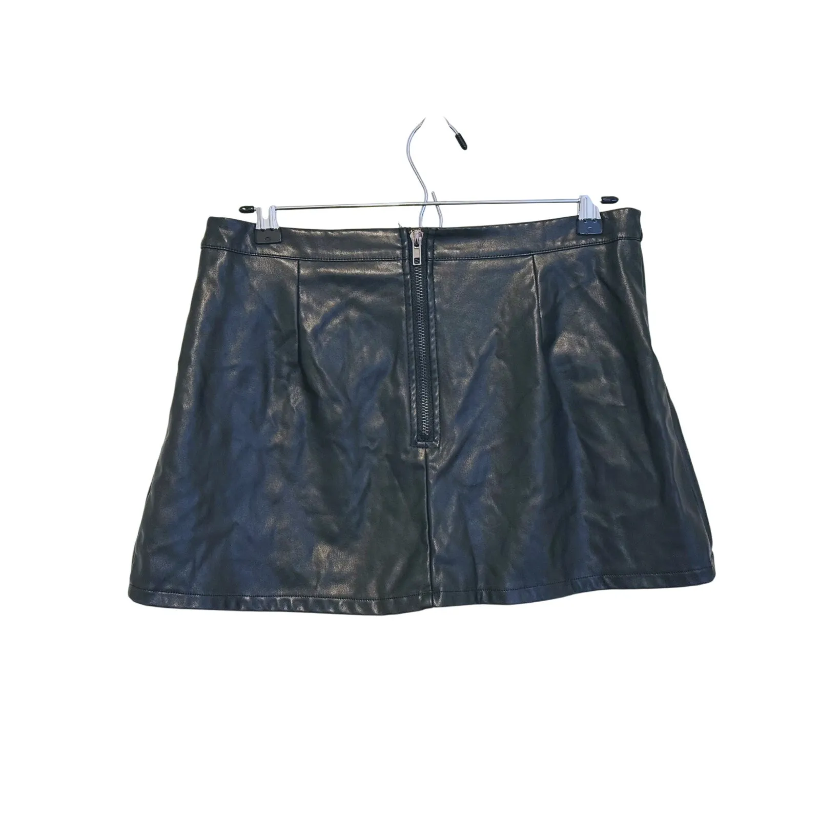 Y2K Hot & Delicious Rhinestone Vegan Leather Mini Skirt L Party Biker Retro Glam - Image 3