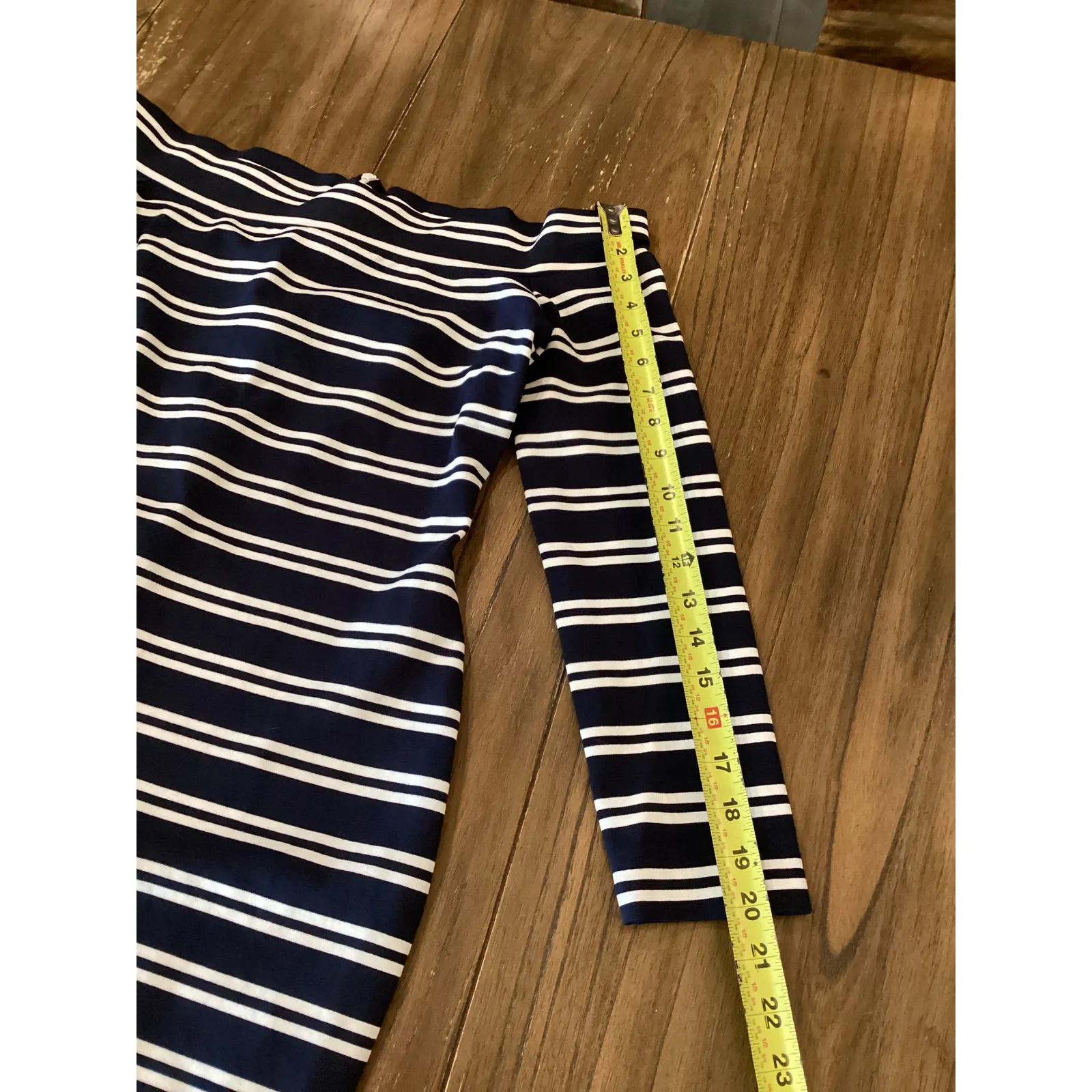 Bec & Bridge Ahoy Long Sleeve Off the Shoulder Midi Dress in Ink Stripe Size 8 - Image 3